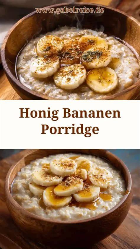 Schüssel Porridge mit Honig und Sahne