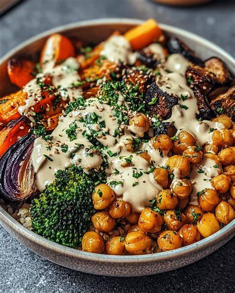 Schüssel mit Kichererbsen und Zutaten
