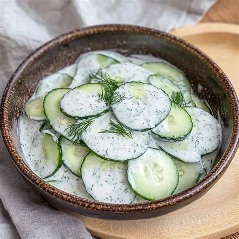 Schüssel mit Schmand-Honig-Senf Dressing und frischem Dill garniert