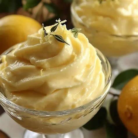 Schüssel mit Zitronencreme und geriebener Zitronenschale