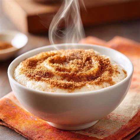 Schüssel mit frisch gekochtem Milchreis