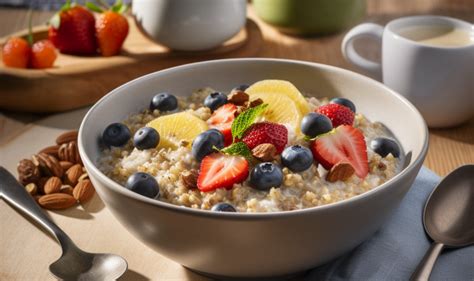 Schale Porridge mit Obst und Nüssen