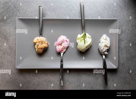 Schale mit verschiedenen selbstgemachten Eissorten