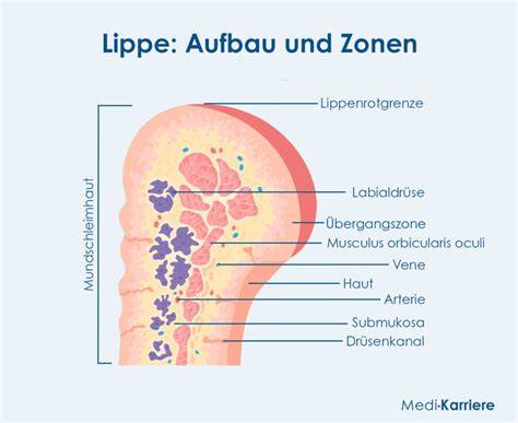 Schema: Anatomie und Besonderheiten der Lippenhaut