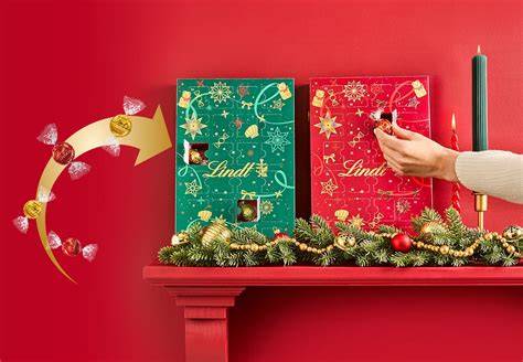 Schema: Aufbau des Lindt Mini Kugel Adventskalenders und bedruckbare Flächen