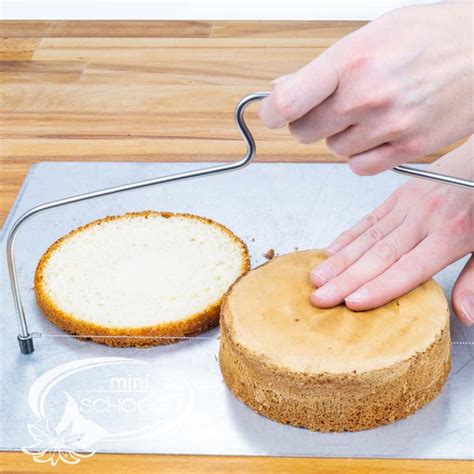 Schema: Biskuit quer schneiden, Tortenring, Quark-Erdbeer-Creme, Fächer-Dekor