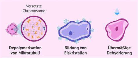 Schema: Gelatinewirkung und Einfluss beim Einfrieren