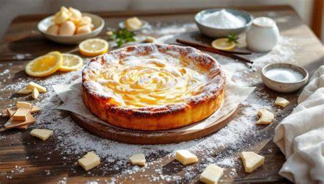 Schema: Käsekuchen-Schichten mit Zwiebackboden und luftiger Quarkmasse