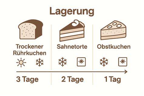 Schema: Kuchen richtig lagern - Haube, Kühlschrank, Gefrierfach