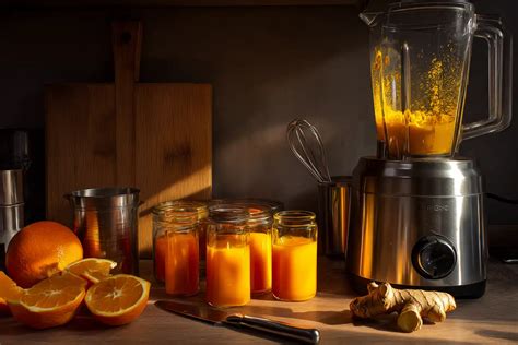 Schema: Orangen filetieren, Saft auffangen, Ingwer zugeben, kochen