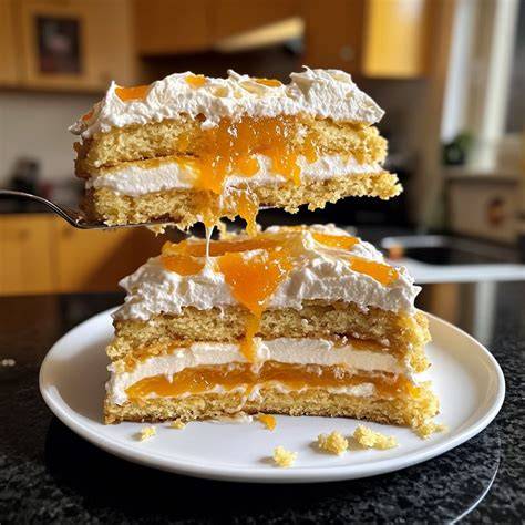 Schema: Sandwich-Keks mit Orangenkonfitüre und Marzipanschicht, Pfeile für die Schichten