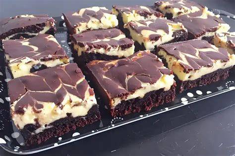 Schema: Schichten - Brownie, Frischkäse, Marmorierung