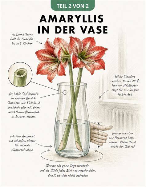 Schema: Schnittblume, Vase, Wasserstand, Blätterposition