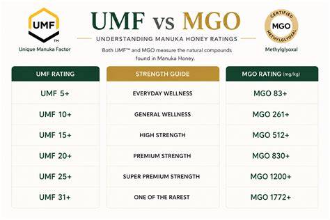Schema: UMF = MGO + Leptosperin + DHA