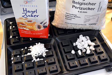Schema: Vergleich Perlzucker vs. Hagelzucker bei belgischen Waffeln