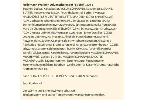 Schema: Zutatenliste einer Pralinenmischung mit Obstbrand-Füllungen