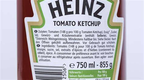 Schema: Zutatenliste und Etikettprüfung bei Ketchup