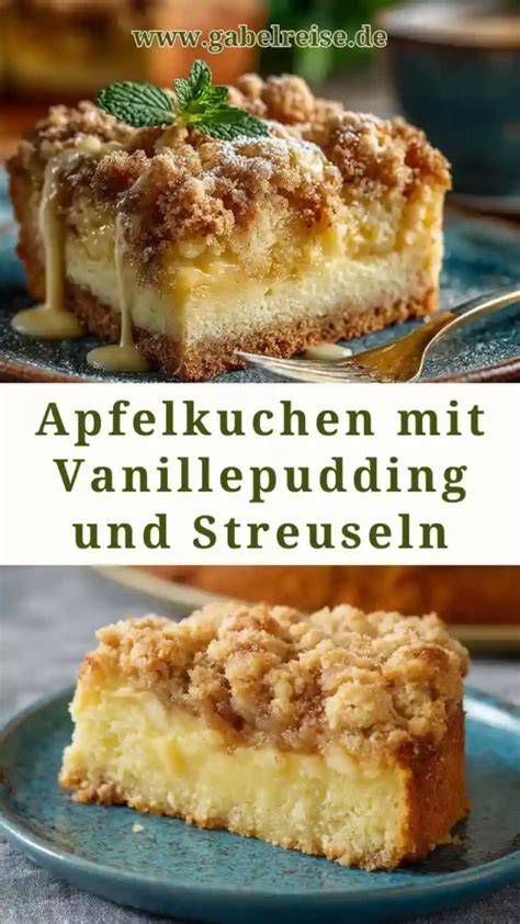 Schema fruchtige Apfelschicht und Vanillepudding - Kombination und Geschmack