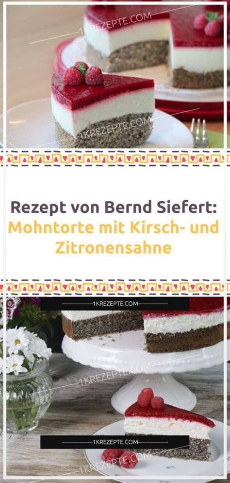 Schematische Darstellung: Aufbau der Torte mit zwei Mohnböden und Zitronensahne