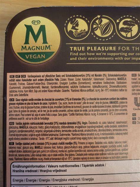 Schematische Darstellung der Zutaten und nachhaltigen Herkunft von Magnum Vegan Zutaten