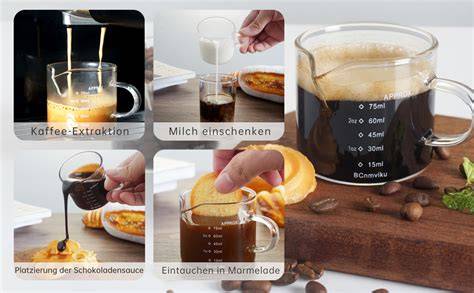 Schematische Tasse: Dosierung 20-30 ml Sirup, Milch, Espresso