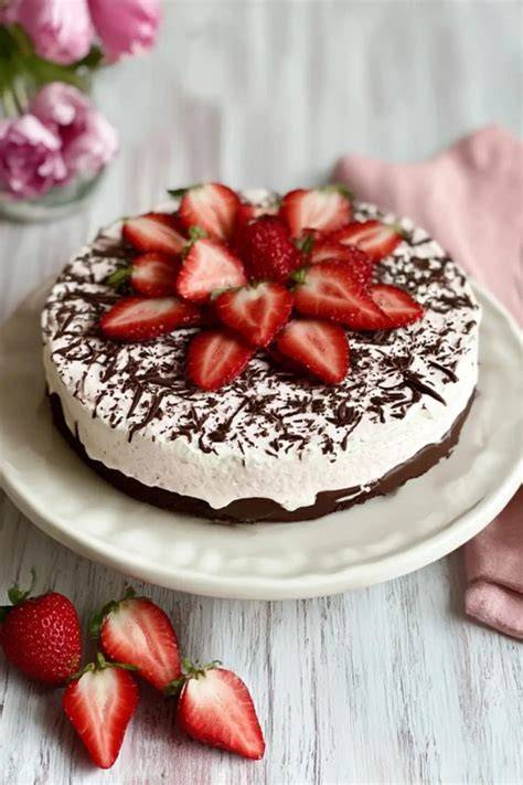 Schichtaufbau und Präsentation einer Erdbeer-Schoko-Torte