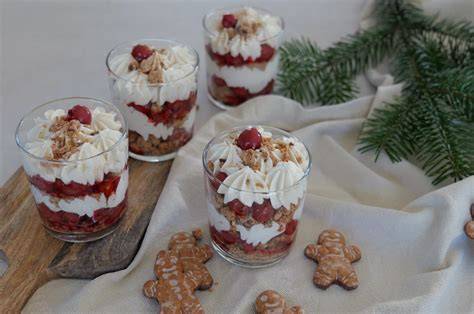 Schichtdessert Glühwein-Kirsch mit Lebkuchen und Creme