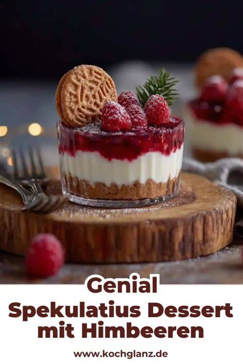 Schichtdessert im Glas: Spekulatius, Himbeeren und Vanillecreme