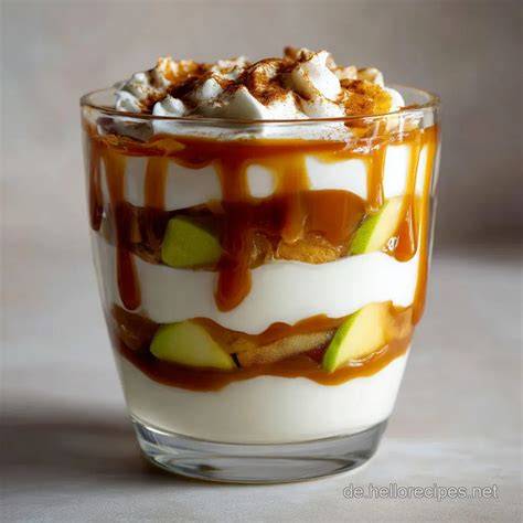 Schichtdessert im Glas mit Karamell