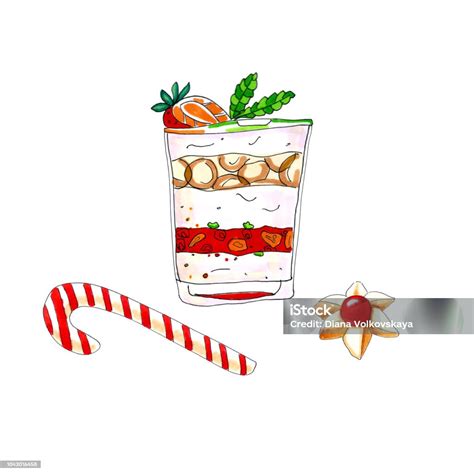 Schichtdessert im Glas mit Minze