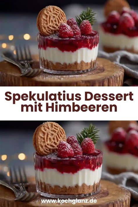 Schichtdessert mit Keksboden, pflanzlicher Creme und Himbeeren