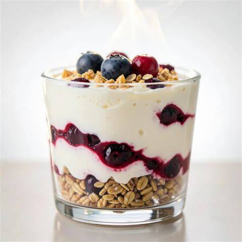 Schichtdessert mit Quark, Beeren und Knuspermüsli