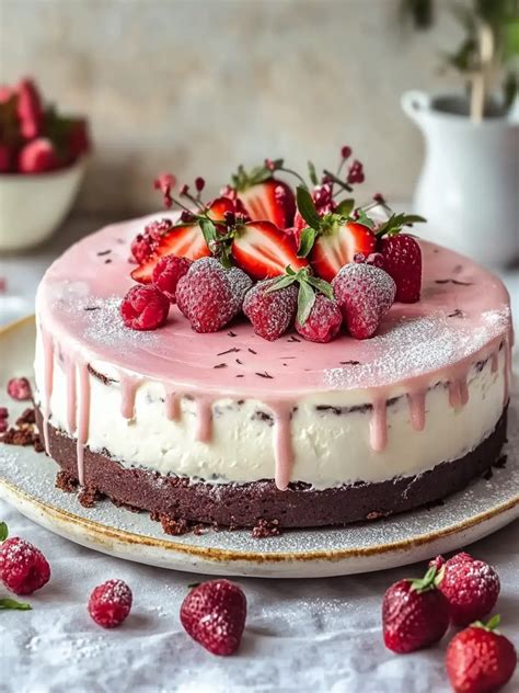 Schichten der Torte mit Yogurette-Creme und Erdbeeren