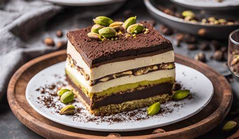 Schichten des Dubai Chocolate Tiramisu: Löffelbiskuits, Pistazien-Mascarpone, Schokolade