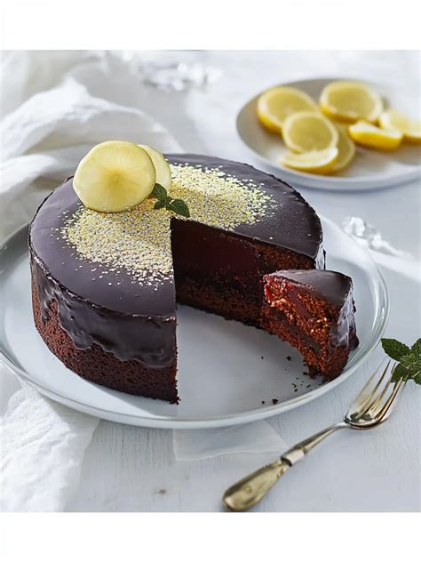 Schichten einer Sachertorte vor dem Glasieren