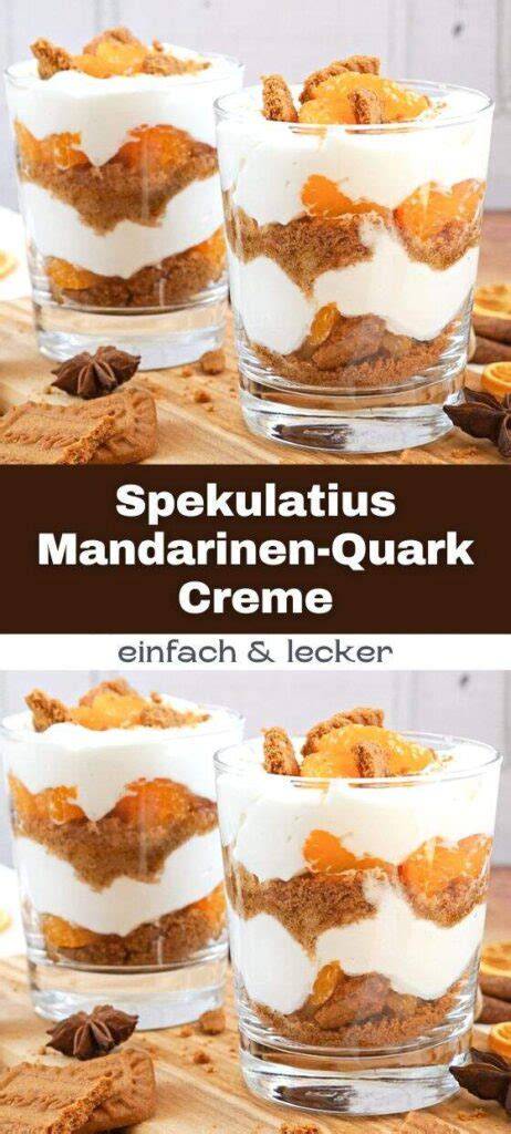Schichten im Dessertglas: Kekskrümel, Creme, Mandarinen