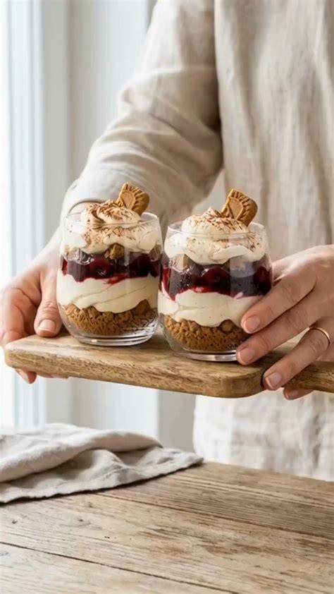 Schichten im Dessertglas: Kompott, Creme, Granola