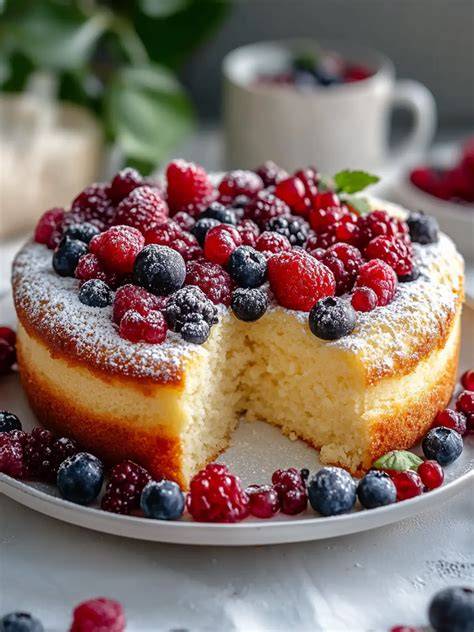 Schichtkuchen mit dekorativem Beeren- und Nussbelag