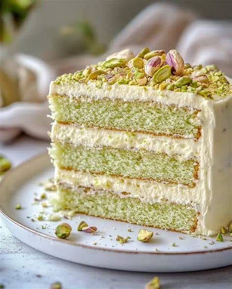 Schichttorte mit Schokoladendekor und Pistazien