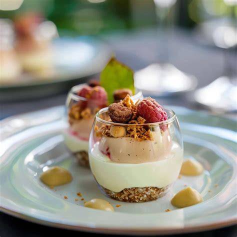 Schichtung des Giotto Desserts im Glas