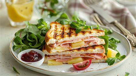 Schichtung einer Fischtorten-Sandwich aus Toast