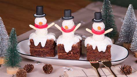 Schneemann-Kuchen im Anschnitt
