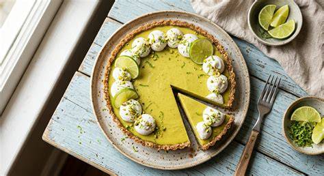 Schnittbild eines Mini Key Lime Pie mit cremiger Füllung und knuspriger Kruste
