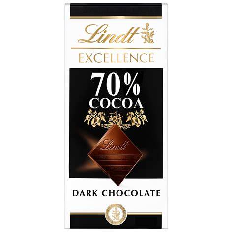 Schnittgrafik: Zutatenliste und sensorisches Profil Lindt Excellence 70%