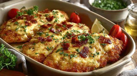 Schnitzel mit Ziegenkäse und Honig überbacken