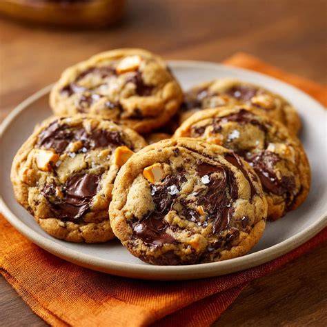 Schoko‑Karamell‑Cookies auf einem Teller