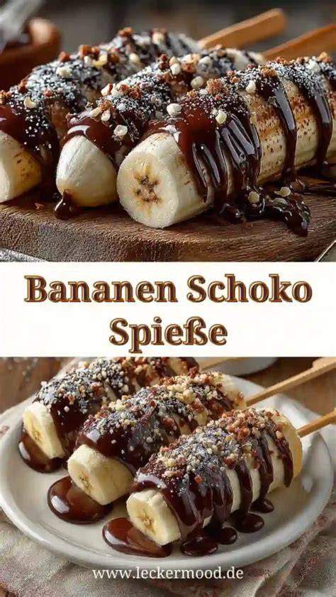 Schoko Bananen Spieße mit Nüssen und Kokos