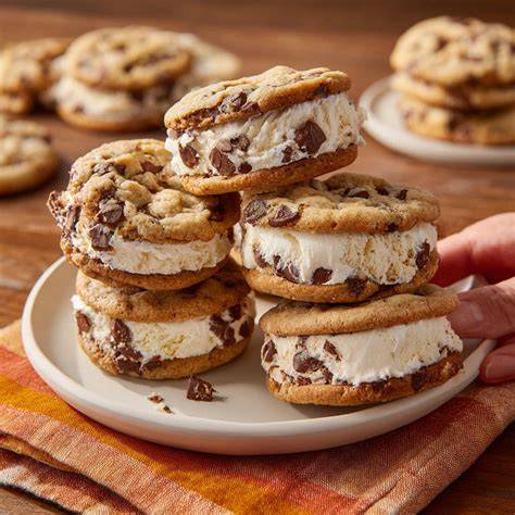 Schoko Cookies als Eis-Sandwich mit Vanilleeis