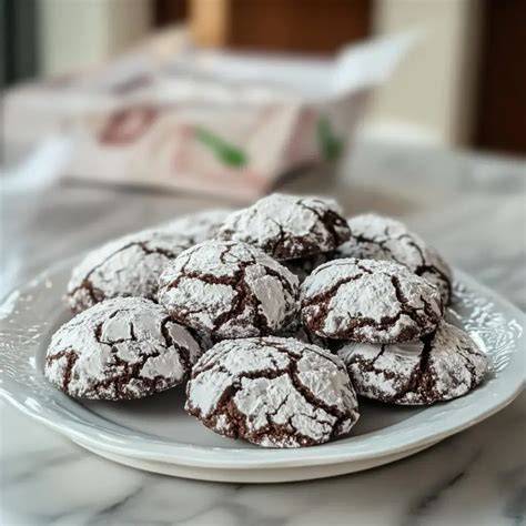 Schoko Crinkle Cookies auf einem Plätzchenteller
