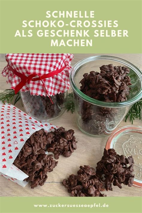 Schoko Crossies als Geschenk verpackt in Cellophantüte mit Etikett